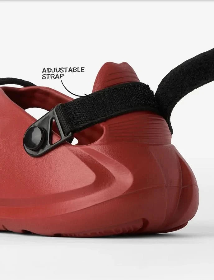 Hyrdros Fury - Red sandal with black straps on a white background