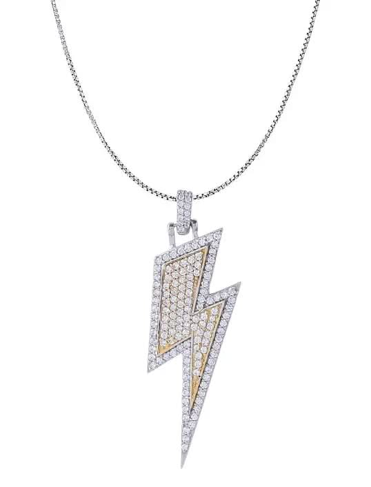 Flash Pendant (Zillionaire) with 925 sterling silver, 14k white gold plating, CZ diamond simulant stones.